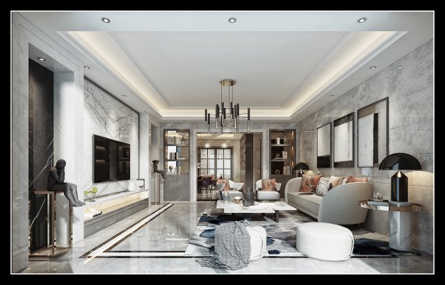 modern living room 3D Modell .c4d .max .obj .3ds .fbx .stl .blend