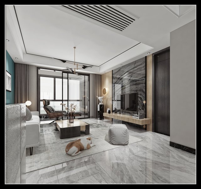 modern living room 3D Model .c4d .max .obj .3ds .fbx .stl .blend