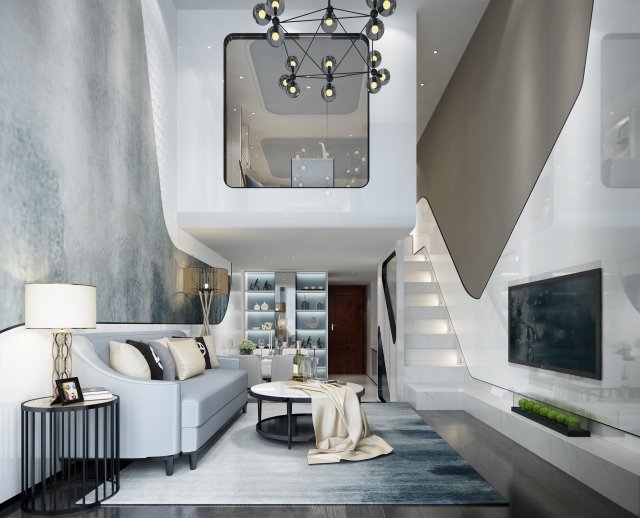 modern living room 3D Model .c4d .max .obj .3ds .fbx .stl .blend 