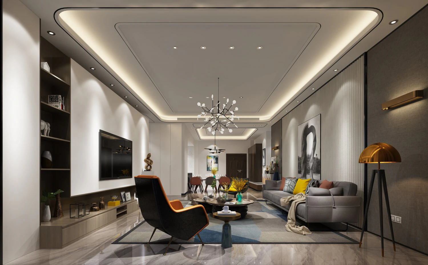 modern living room 3D Model .c4d .max .obj .3ds .fbx .stl .blend 