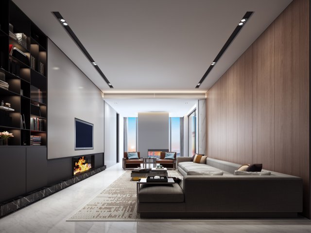 modern living room 3D Model .c4d .max .obj .3ds .fbx .stl .blend 