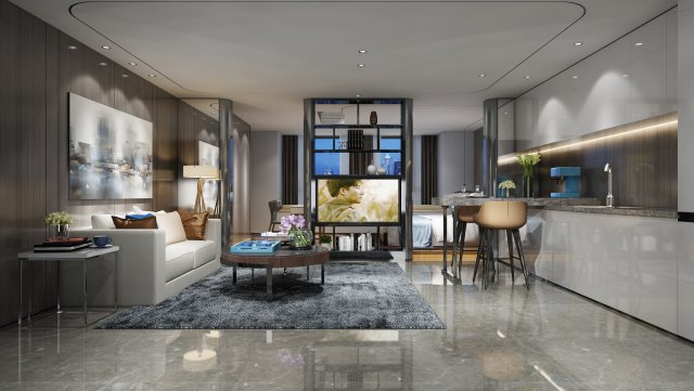 modern living room 3D Model .c4d .max .obj .3ds .fbx .stl .blend 