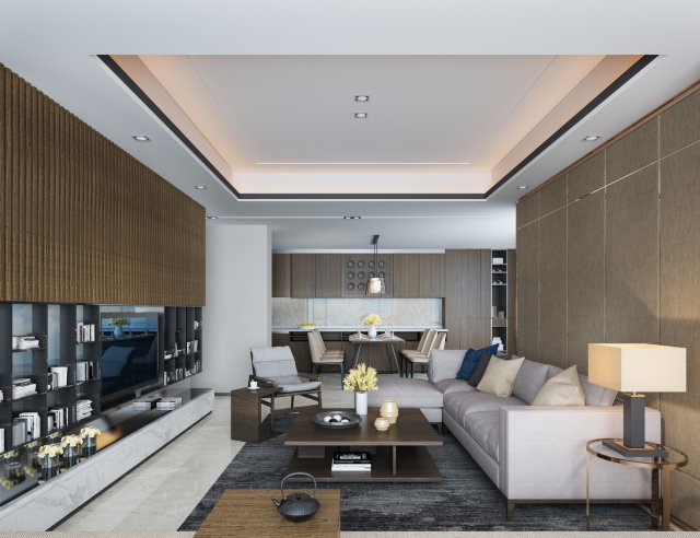 modern living room 3D Model .c4d .max .obj .3ds .fbx .stl .blend 