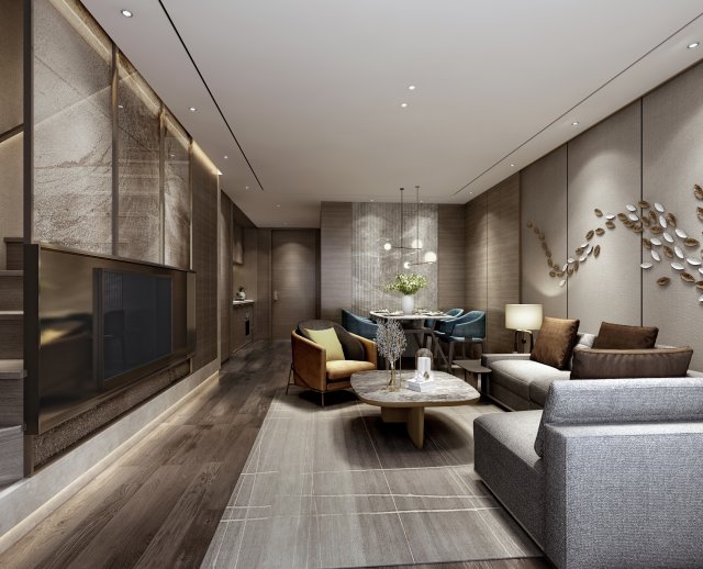 modern living room 3D Model .c4d .max .obj .3ds .fbx .stl .blend 