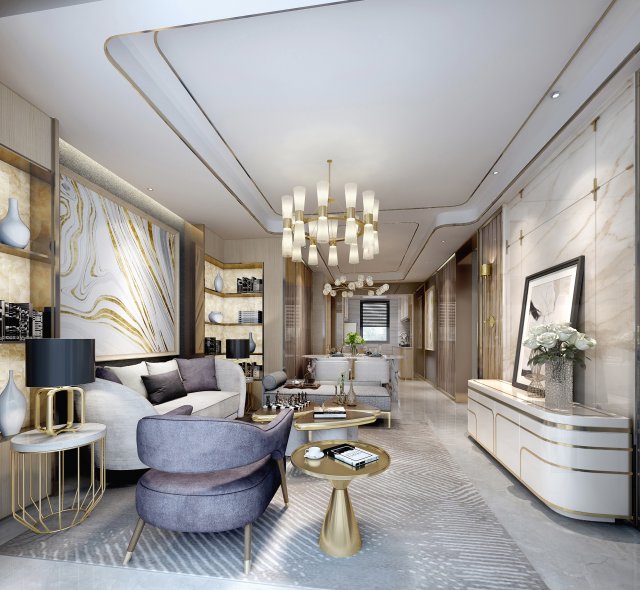 modern living room 3D Модель .c4d .max .obj .3ds .fbx .stl .blend