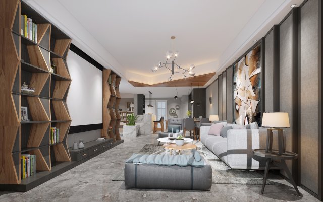 modern living room 3D 모델 .c4d .max .obj .3ds .fbx .stl .blend 