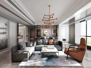 现代客厅 3D 模型