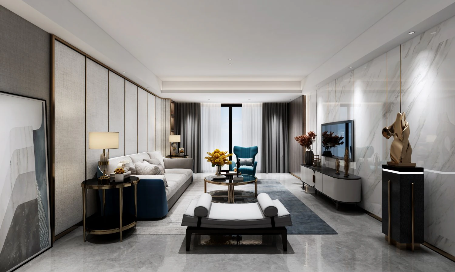 modern living room 3D Model .c4d .max .obj .3ds .fbx .stl .blend