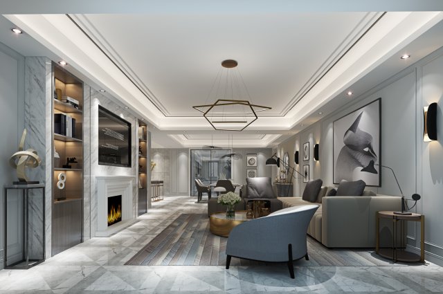 modern living room 3D 모델 .c4d .max .obj .3ds .fbx .stl .blend