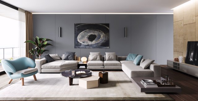 modern living room Modelo 3D .c4d .max .obj .3ds .fbx .stl .blend 