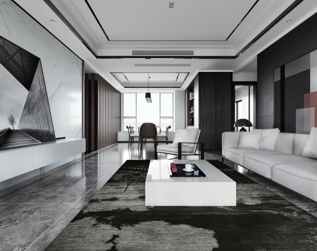 modern living room Modelo 3D .c4d .max .obj .3ds .fbx .stl .blend 