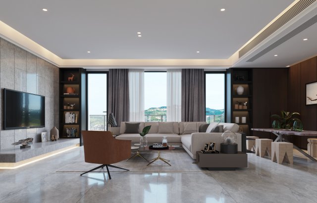 modern living room 3D 모델 .c4d .max .obj .3ds .fbx .stl .blend 