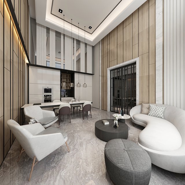 modern living room Model 3D .c4d .max .obj .3ds .fbx .stl .blend
