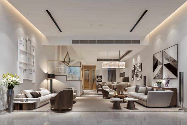 modern living room Modèle 3D .c4d .max .obj .3ds .fbx .stl .blend
