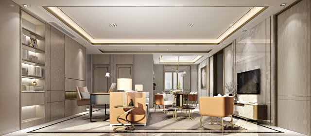 modern living room 3D Модель .c4d .max .obj .3ds .fbx .stl .blend 