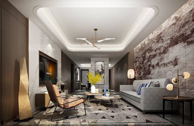 modern living room Modello 3D .c4d .max .obj .3ds .fbx .stl .blend 