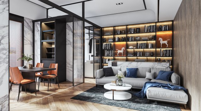 modern living room 3D Модель .c4d .max .obj .3ds .fbx .stl .blend