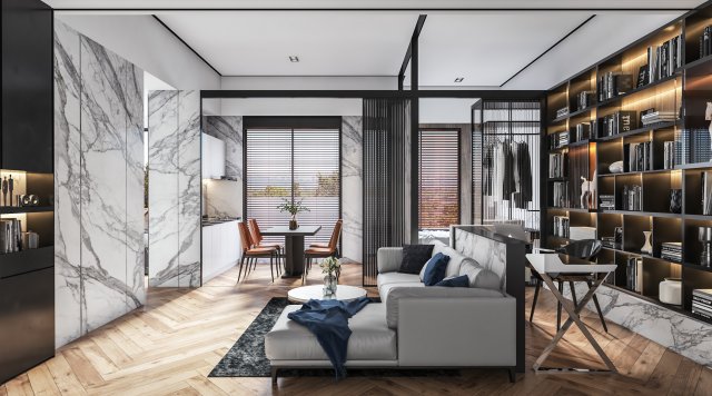 modern living room 3D Модель .c4d .max .obj .3ds .fbx .stl .blend