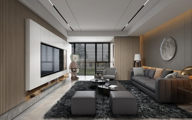 modern living room Modelo 3D .c4d .max .obj .3ds .fbx .stl .blend