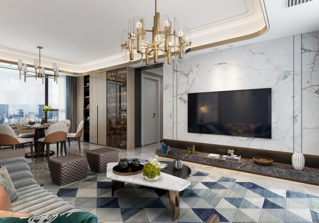 modern living room Modelo 3D .c4d .max .obj .3ds .fbx .stl .blend