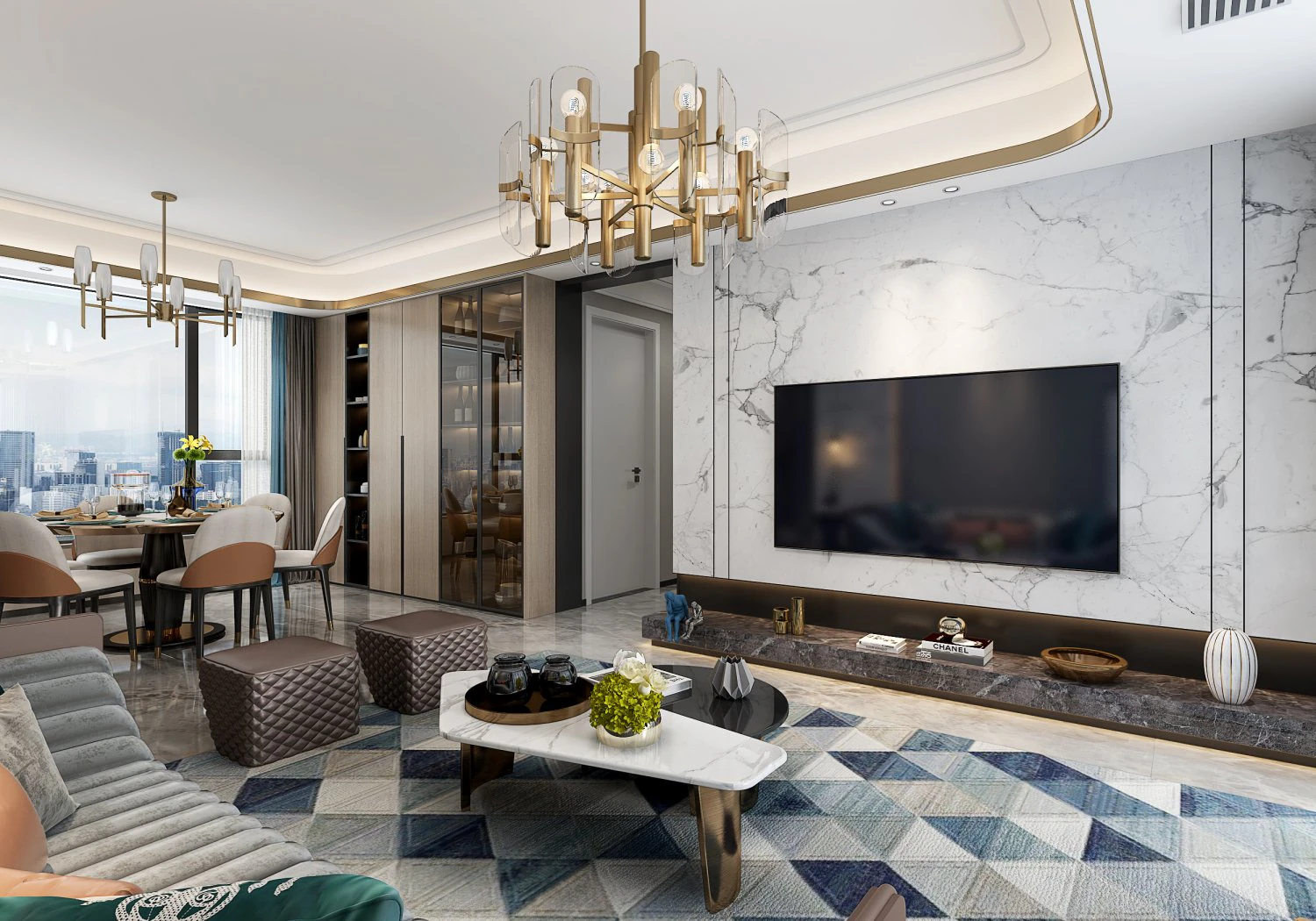 modern living room 3D Model .c4d .max .obj .3ds .fbx .stl .blend