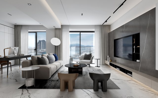 modern living room Modèle 3D .c4d .max .obj .3ds .fbx .stl .blend 