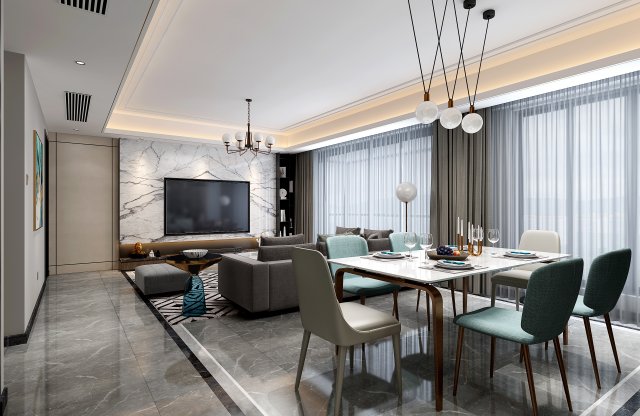 modern living room Modello 3D .c4d .max .obj .3ds .fbx .stl .blend