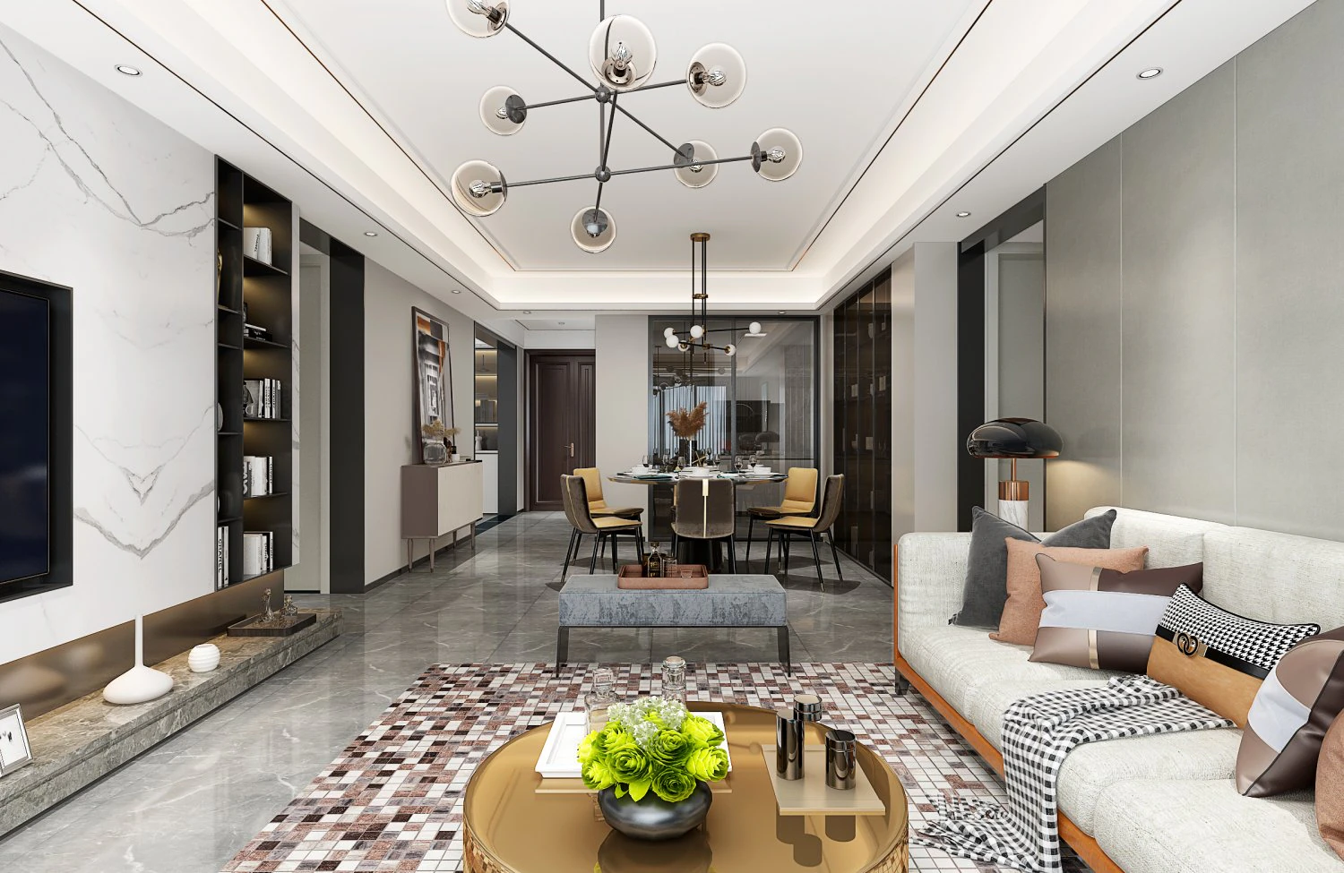 modern living room 3D Model .c4d .max .obj .3ds .fbx .stl .blend 