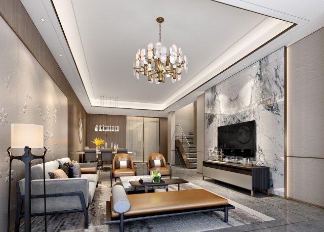 modern living room 3D Модель .c4d .max .obj .3ds .fbx .stl .blend 
