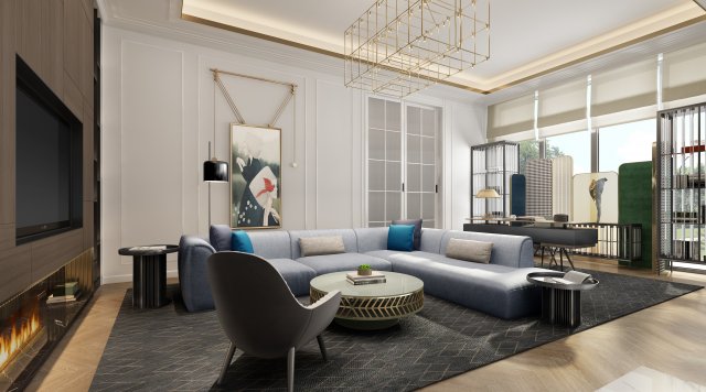 modern living room Modello 3D .c4d .max .obj .3ds .fbx .stl .blend 