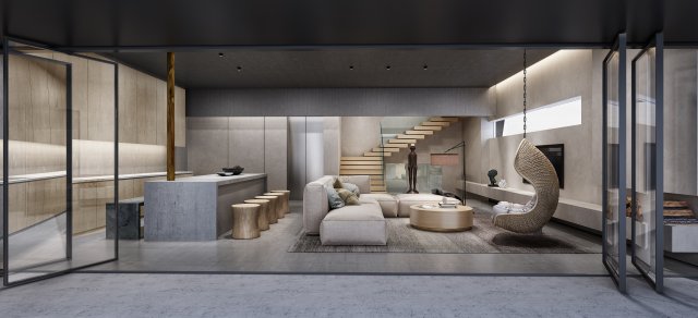 modern living room 3D Model .c4d .max .obj .3ds .fbx .stl .blend 