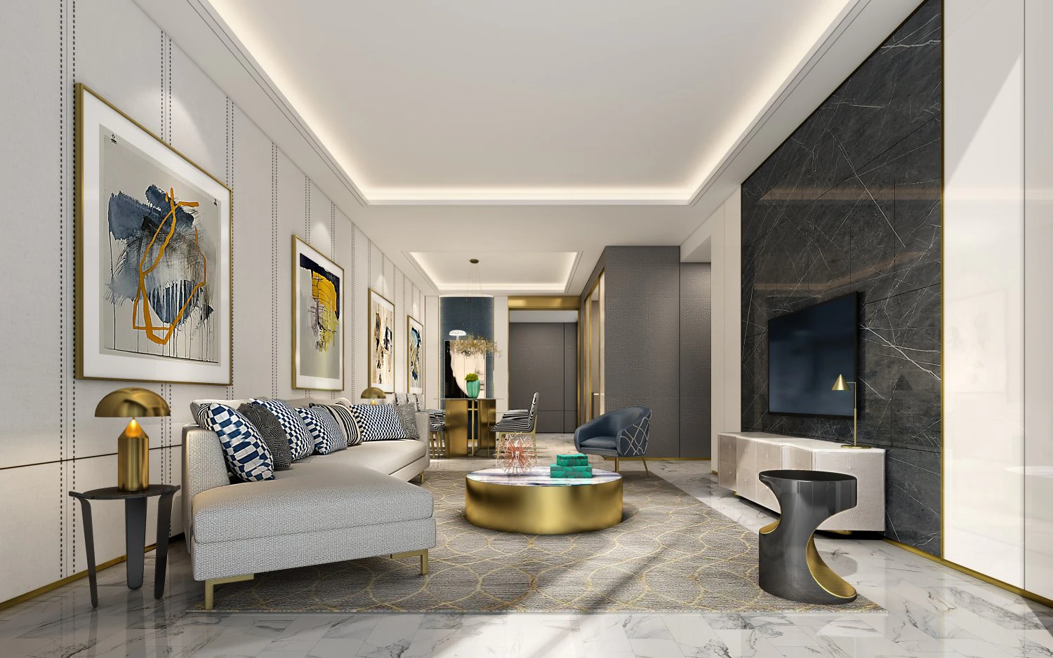 modern living room 3D Model .c4d .max .obj .3ds .fbx .stl .blend