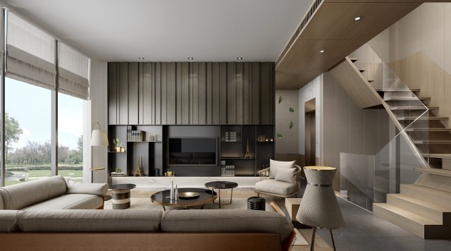 modern living room 3Dモデル .c4d .max .obj .3ds .fbx .stl .blend