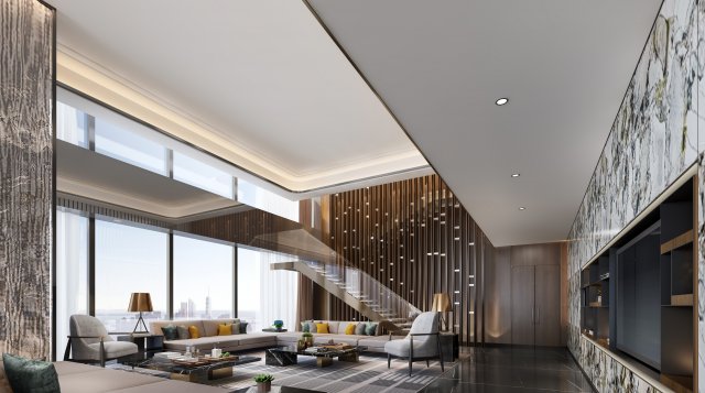modern living room Modèle 3D .c4d .max .obj .3ds .fbx .stl .blend 
