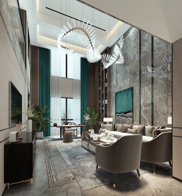 modern living room 3Dモデル .c4d .max .obj .3ds .fbx .stl .blend 