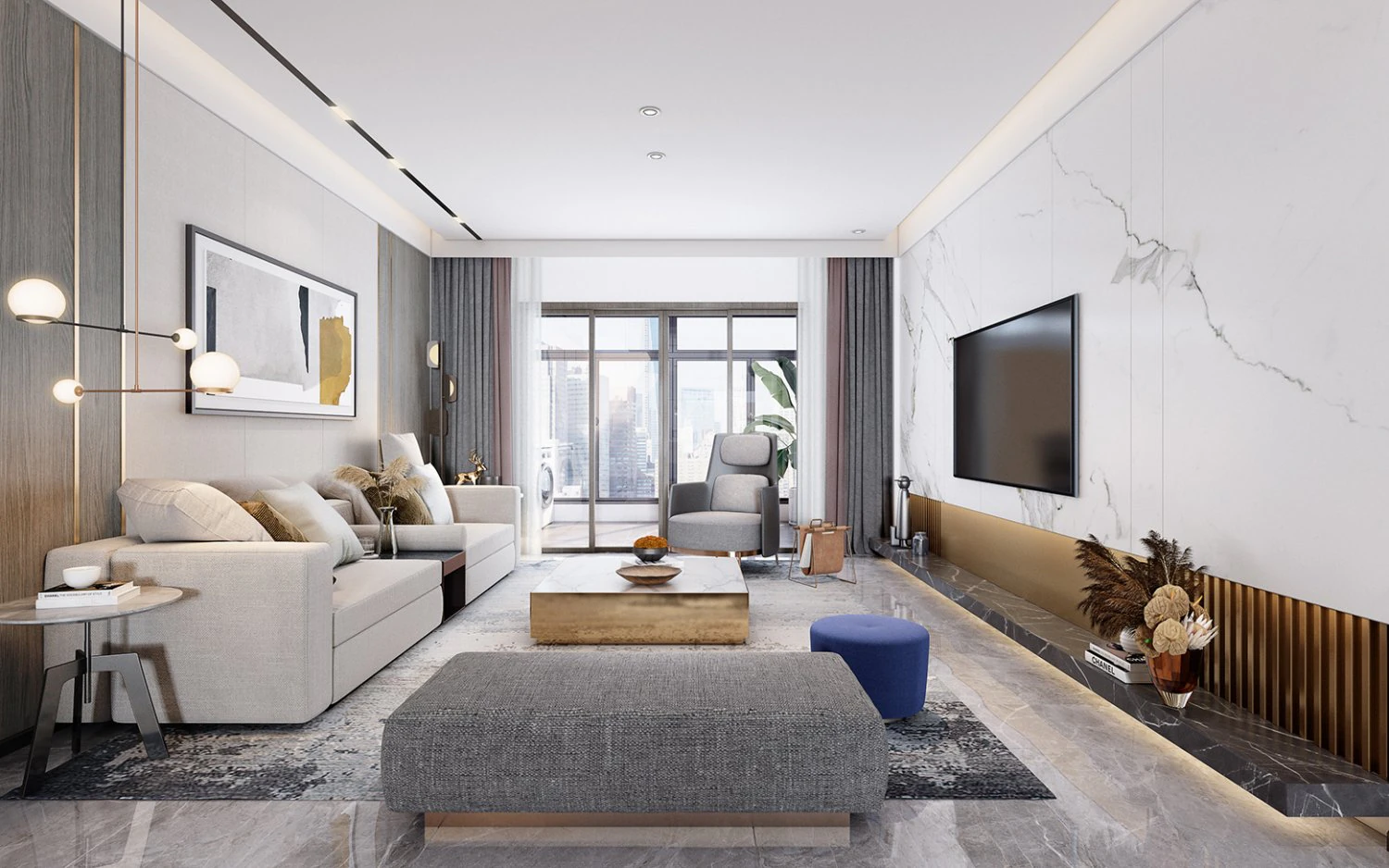 modern living room 3D Model .c4d .max .obj .3ds .fbx .stl .blend 