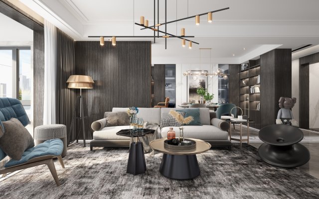 modern living room Modelo 3D .c4d .max .obj .3ds .fbx .stl .blend 