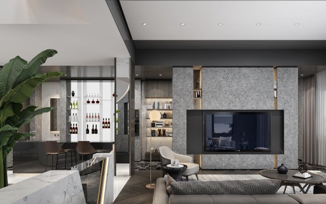 modern living room 3D Model .c4d .max .obj .3ds .fbx .stl .blend 