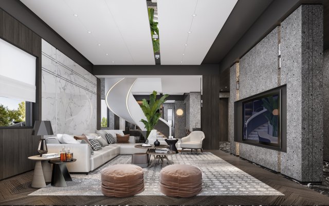 modern living room Model 3D .c4d .max .obj .3ds .fbx .stl .blend 
