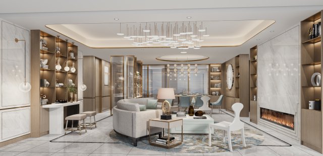 modern living room 3D Model .c4d .max .obj .3ds .fbx .stl .blend 
