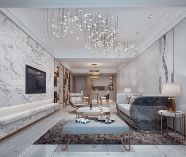 modern living room 3D Model .c4d .max .obj .3ds .fbx .stl .blend 