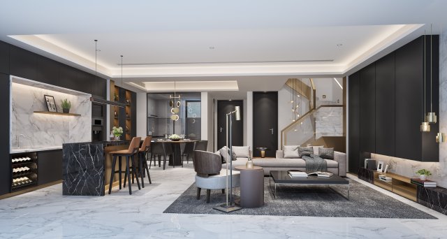 modern living room 3D Модель .c4d .max .obj .3ds .fbx .stl .blend 