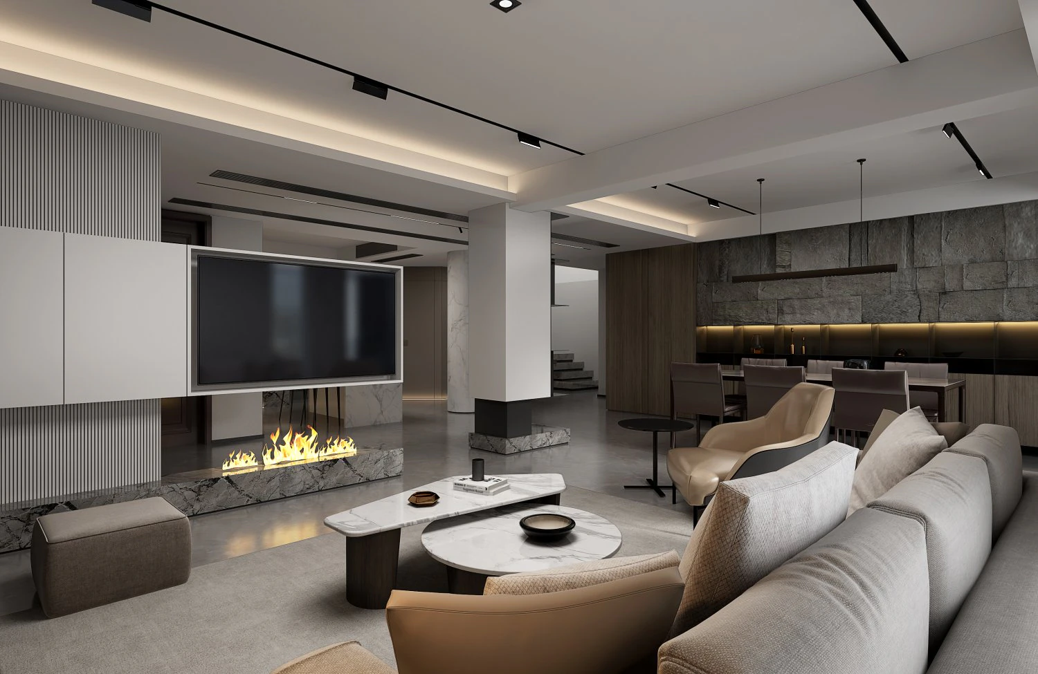 modern living room 3D Model .c4d .max .obj .3ds .fbx .stl .blend 