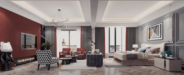 modern living room 3D 模型 .c4d .max .obj .3ds .fbx .stl .blend 