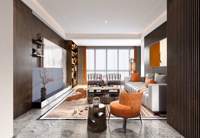 modern living room Modèle 3D .c4d .max .obj .3ds .fbx .stl .blend 