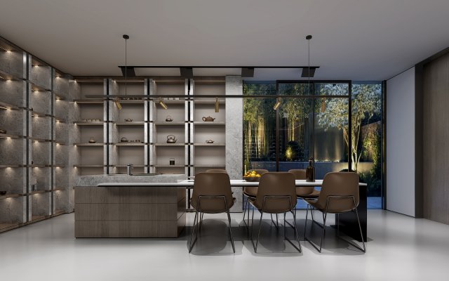 modern restaurant Modello 3D .c4d .max .obj .3ds .fbx .stl .blend 