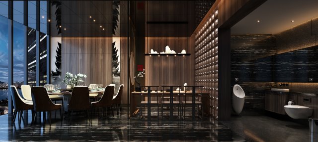 modern restaurant 3D Model .c4d .max .obj .3ds .fbx .stl .blend 