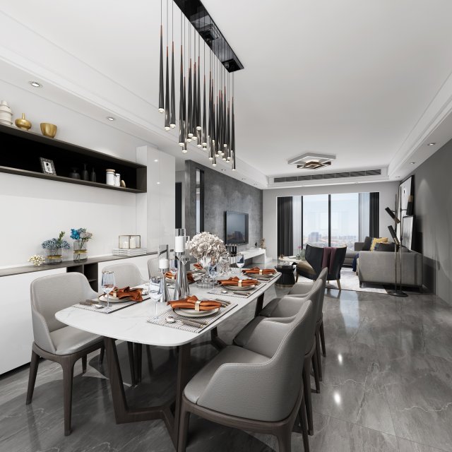 modern restaurant Modelo 3D .c4d .max .obj .3ds .fbx .stl .blend 