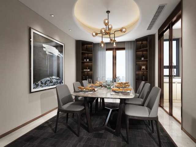 modern restaurant 3D 模型 .c4d .max .obj .3ds .fbx .stl .blend 