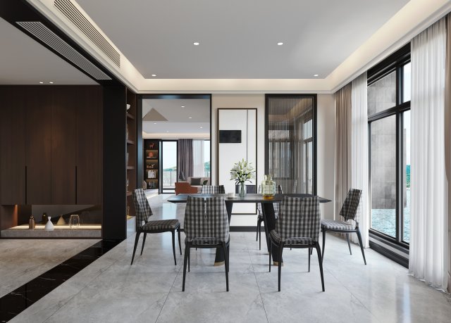 modern restaurant 3D 模型 .c4d .max .obj .3ds .fbx .stl .blend